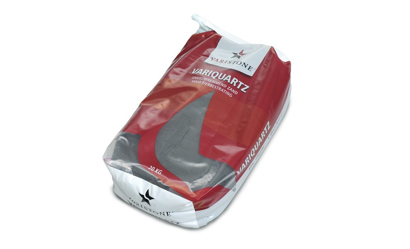 Variquartz onkruidremmend inveegzand 20 kg PE zak Basalt (Rode zak, merk  Varistone)