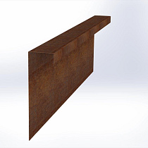 Overzetstuk muurelement recht 150x45x12,8 cm - CORTEN
