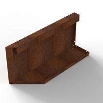 Bloembak Module+ Uitwendig hoekpaneel (B) 60x28 cm R - CORTEN