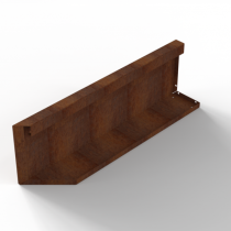 Bloembak Module+ Uitwendig hoekpaneel (B) 90x28 cm R - CORTEN