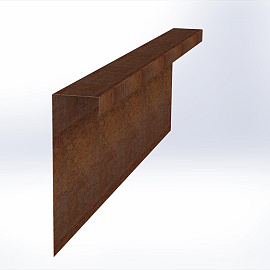 Overzetstuk muurelement recht 150x45x12,8 - CORTEN
