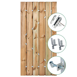 Tuindeur Privacy grenen groen geïmpregneerd met RVS inbouwslotset 100 x 195 cm