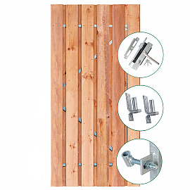 Tuindeur Privacy Red Class Wood met RVS inbouwslotset 120 x 195 cm