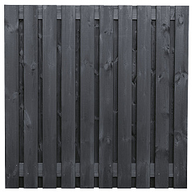Tuinscherm vuren zwart gespoten 21-planks (19 + 2) Stuttgart 180 x 180 cm