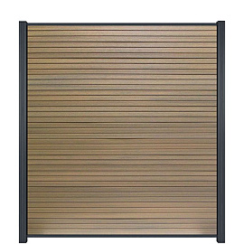 WPC (composiet) Fency Rhombus horizontaal scherm 178 cm breed x ca. 200 cm hoog Coconut met zwarte onderplank
