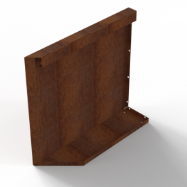 Bloembak Module+ Uitwendig hoekpaneel (B) 60x56 cm R - CORTEN