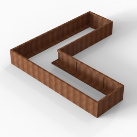 Plantenbak Module+ Corten 300x300x42 cm (90cm diep) - CORTEN