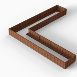 Plantenbak Module+ Corten 450x450x42 cm (90cm diep) - CORTEN