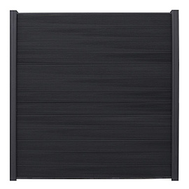 WPC (composiet) Fency naturel horizontaal scherm 178 cm breed x ca. 200 cm hoog Carbon met zwarte onderplank