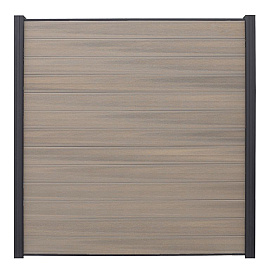 WPC (composiet) Fency naturel horizontaal scherm 178 cm breed x ca. 200 cm hoog Misty met zwarte onderplank