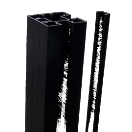 Aluminium paal incl. 1 afdichtprofiel en startblokjes Zwart 9005 75x75x2800mm