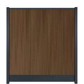 WPC (composiet) Fency naturel verticaal scherm 178 cm breed x ca. 200 cm hoog Mahonie met zwarte onderplank