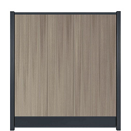 WPC (composiet) Fency naturel verticaal scherm 178 cm breed x ca. 200 cm hoog Misty met antraciet onderplank