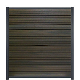 WPC (composiet) Fency Rhombus horizontaal scherm 178 cm breed x ca. 200 cm hoog Chocolat met zwarte onderplank