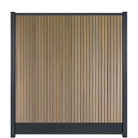 WPC (composiet) Fency Rhombus verticaal scherm 178 cm breed x ca. 200 cm hoog Coconut met zwarte onderplank