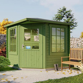 Blokhut - Tuinhuis Jos | 28 mm | vuren bruin geïmpregneerd