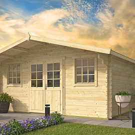 Blokhut - Tuinhuis Rika | 44 mm | vuren bruin geïmpregneerd