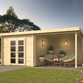 Blokhut - Tuinhuis Hasse | 28 mm | vuren bruin geïmpregneerd