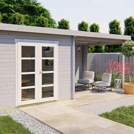 Blokhut - Tuinhuis Hasse | 28 mm | vuren grijs geïmpregneerd