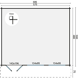 Blokhut - Tuinhuis Tova | 44 mm | vuren Red Class Wood geïmpregneerd