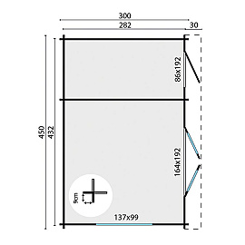 Blokhut - Tuinhuis Santander | 34mm | vuren onbehandeld