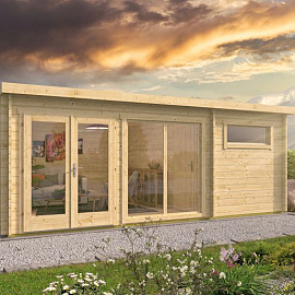 Blokhut - Tuinhuis Flow 2.0 | 40 mm | vuren bruin geïmpregneerd