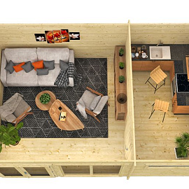 Blokhut - Tuinhuis Flow 2.0 | 40 mm | vuren honinggeel geïmpregneerd