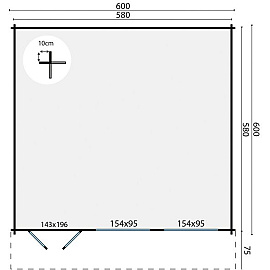 Blokhut - Tuinhuis Helle | 44 mm | vuren bruin geïmpregneerd