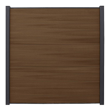 WPC (composiet) Fency naturel horizontaal scherm 178 cm breed x ca. 200 cm hoog Mahoni met zwarte onderplank