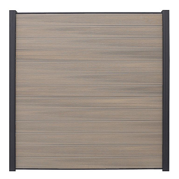 WPC (composiet) Fency naturel horizontaal scherm 178 cm breed x ca. 200 cm hoog Misty met zwarte onderplank