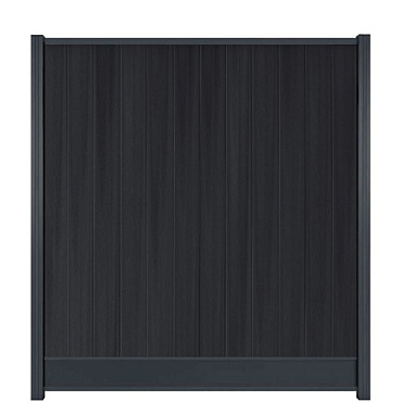 WPC (composiet) Fency naturel verticaal scherm 178 cm breed x ca. 200 cm hoog Carbon met zwarte onderplank