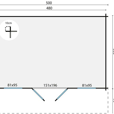 Blokhut - Tuinhuis Rika | 44 mm | vuren groen geïmpregneerd