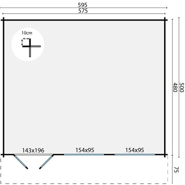 Blokhut - Tuinhuis Tova | 44 mm | vuren Red Class Wood geïmpregneerd