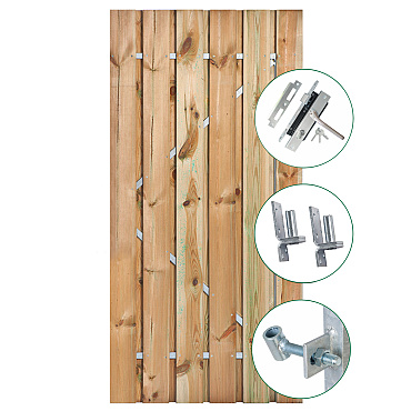 tuindeur privacy grenen ge mpregneerd 100x195cm rvs inbouwslotset