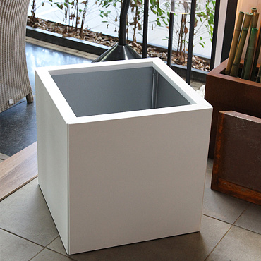 bloembak vlak poedercoat wit 60x60x60 cm
