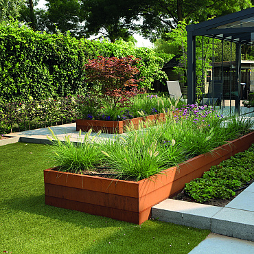 bloembak modulair   corten 120x30x42 cm