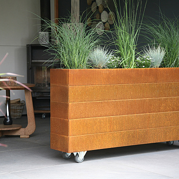 bloembak modulair   corten 300x180x42 cm