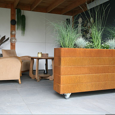 bloembak modulair   corten 240x60x56 cm