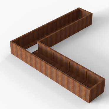 bloembak module l vorm 60x300x300x42 cm   corten