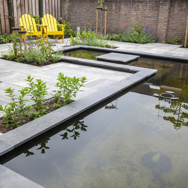 Hoek Vijverrand Blue Moon Honed Linea 50/30x50x3 cm