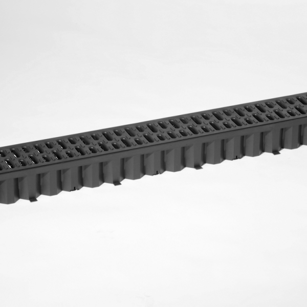 Hexaline 2.0 goot + zwart kunststof sleufrooster 1m