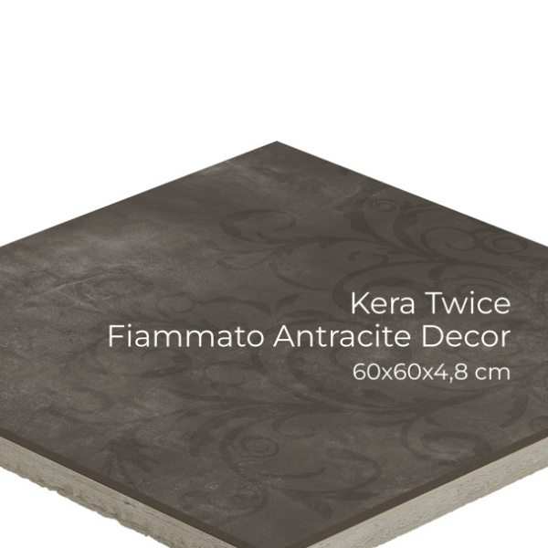 Kera Twice 60x60x4,8 cm Fiammato Antracite Decor