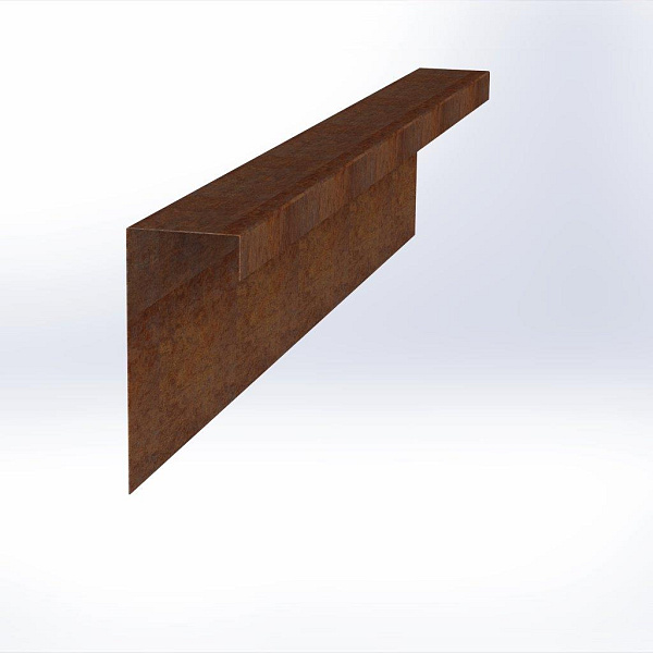 Overzetstuk muurelement recht 150x30x12,8 cm - CORTEN