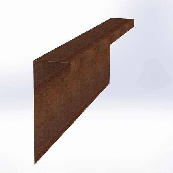 Overzetstuk muurelement recht 150x45x15,8 - CORTEN