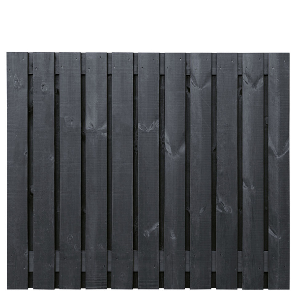 Tuinscherm grenen zwart gespoten, 23-planks (21 + 2) Dresden 150 x 180 cm