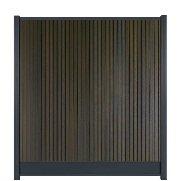 WPC (composiet) Fency Rhombus verticaal scherm 178 cm breed x ca. 200 cm hoog Chocolat met zwarte onderplank