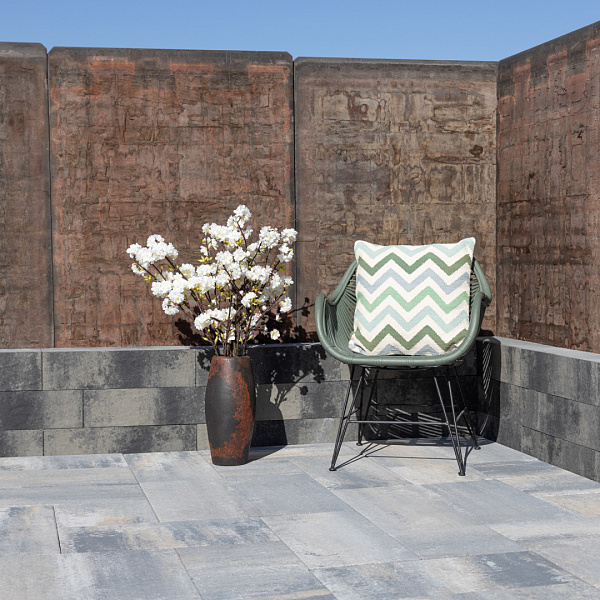 Pallatico muurblock reliëf 15x15x60 cm nero/grey