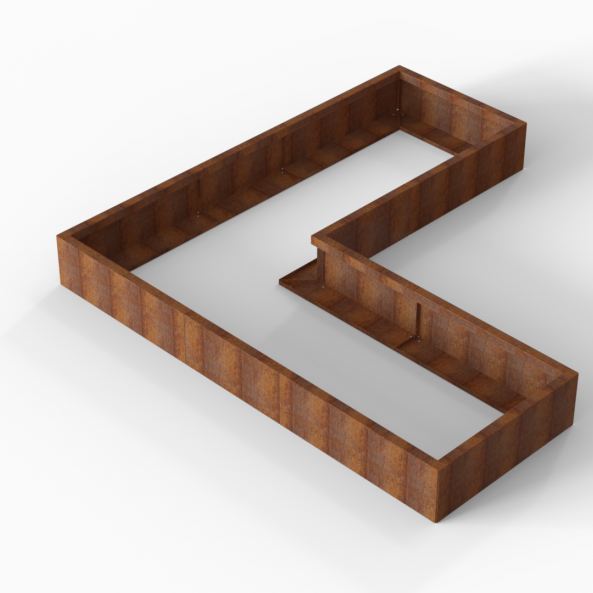 Plantenbak Module+ Corten 240x240x28 cm (90cm diep) - CORTEN