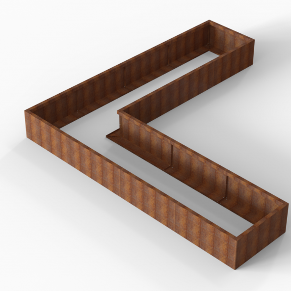 Plantenbak Module+ Corten 360x360x42 cm (90cm diep) - CORTEN