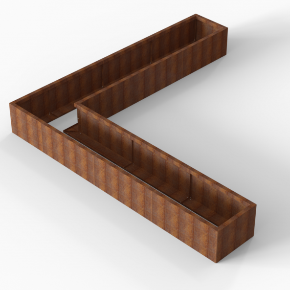 Plantenbak Module+ Corten 330x330x42 cm (60cm diep) - CORTEN